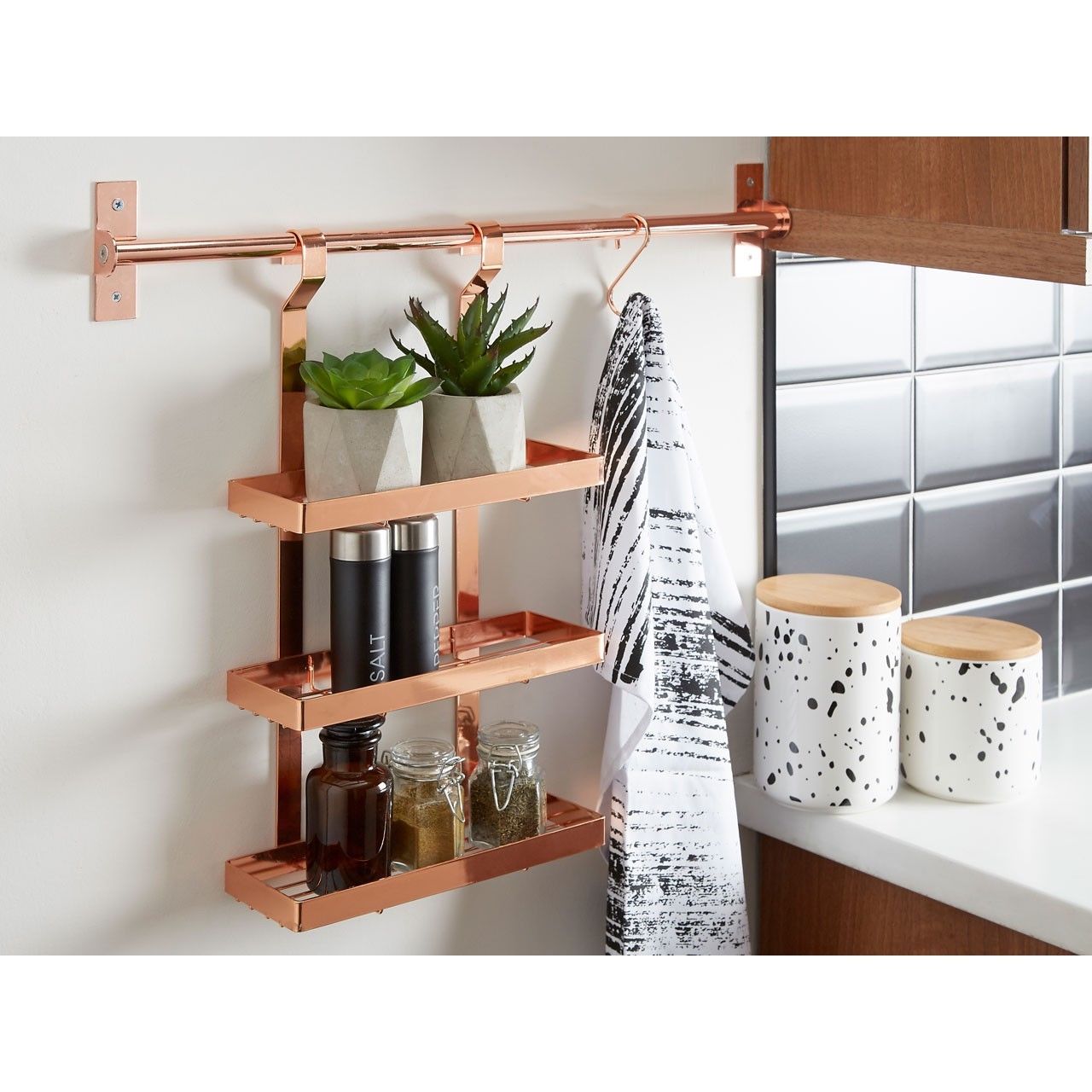 kitchen hanging rack-rose gold finish